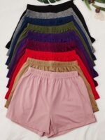 Plus Size Simple Pajama Bottoms, Women'S Plus Solid Elastic Waist Split Hem Loose Loungewear Shorts - Image 11