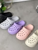 Eva Solid Color Clogs, Lightweight Flat Soft Sole Home Garden Clogs, Breathable Hollow Beach Clogs - Image 16