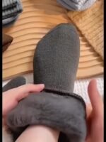 2 Pair Men'S Thickened Thermal Crew Socks - Cozy Fleece-Lined, Ribbed Cuff, Solid Color (Black/Gray) For Winter Warmth & Casual Wear, Winter Socks, Warmth Enhancing Socks, Ribbed Texture Socks - Image 8