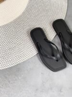 Women'S Summer Fashion Flip-Flops - Comfortable, Durable Eva Material, Flat Heel, Slip-On Thong Sandals For Beach & Casual Wear, Black With White Stripe, Ladies Sandals - Image 16