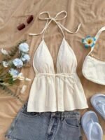 Solid Color Floral Texture Cute Top - Image 11