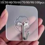 10/30/40/50/60/70/80/90/100Pcs Traceless Punch-Free Wall Hook, Mounted Plastic Hook Rack For Keys, Hats, Towels, Self-Adhesive Household Hook For Picture Hangers, Essential Storage Organization For Bathroom, Bedroom, Office, Kitchen, Wall Shelves - Image 15
