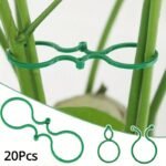 20Pcs Durable Green Plastic Garden Vine Strapping Clips - Versatile Plant Support Ties With Various Shapes For Tomato & Vegetable Gardens, Includes Ring & Buckle Holders