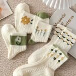 5 Pairs Of Floral Mid-Calf Socks For Women - Image 4