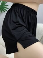 Plus Size Simple Pajama Bottoms, Women'S Plus Solid Elastic Waist Split Hem Loose Loungewear Shorts - Image 9