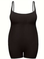 Plus Size Simple Shapewear Bodysuit, Women'S Plus Solid Tummy Control Butt Lifter Thigh Slimmer Full Body Shaper