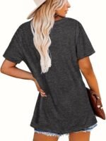 Women'S Casual Short Sleeve T-Shirt With Bold Geometric Idk Idgaf Print - Relaxed Fit Round Neck Summer Top, Machine Washable Lightweight Tee For Casual Attire, Ladies T Shirts, Comfortable Casualwear, Fashion, Breathable Fabric - Image 7