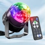 1Pc Voice-Controlled Rgb Disco Ball Light With Remote - 7 Modes, Usb Powered, Color-Changing Led For Home, Parties, Karaoke, Weddings Sleek Black Design With Adjustable Stand - Image 3
