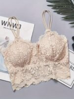 Contrast Lace Wireless Bralette, Scallop Trim Lightweight Everyday Bra, Women'S Lingerie & Underwear