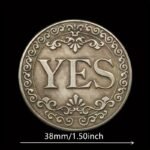 Popular Choice Decision-Making Lucky Coin - Double-Sided Yes/No, Antique Silvery-Gray With Ornate Floral Design, Collectible Souvenir Badge, Perfect Gift - Image 2