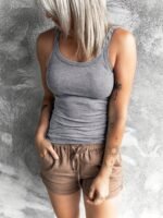 Women'S Casual Crew Neck Tank Top - Solid Color Ribbed, Sleeveless Design, Versatile For Layering Or Standalone Outfits, Spring/Summer/Fall Fashion Essential, Summer Tank Tops - Image 7