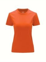 Solid Crew Neck T-Shirt, Casual Short Sleeve Top For Spring & Summer, Women'S Clothing
