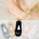 5 Pairs Women'S Lace Trim No-Show Ankle Socks - Floral & Solid Color Options, Breathable Fabric, Low-Cut Invisible Socks For Casual & Formal Wear, Cute Socks, Formal Footwear, Elegant Footwear, Durable Socks