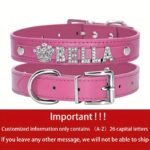 Personalized Dog Collar - Custom Name/Text, Faux Leather Pet Id Tag With Rhinestone Heart Star, Adjustable Metal Buckle, For Small, Medium, Large Dogs - Birthday, Anniversary, Housewarming Gift For Puppy Or Adult Dogs - Available In Pink, Red - Image 12