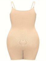 Plus Size Simple Shapewear Bodysuit, Women'S Plus Solid Tummy Control Butt Lifter Thigh Slimmer Full Body Shaper - Image 8