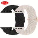 2-Pack Braided Nylon Watch Bands For Apple Watch - Adjustable Hook-And-Loop Closure, Durable & Comfortable Straps In Beige & White, Perfect For Casual Attire, Casual Wear Bands|Adjustable Strap|Durable Watch Band, For Apple Watch Accessories - Image 4