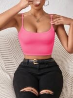 Crop Spaghetti Strap Top, Versatile Backless Cami Top For Summer, Women'S Clothing - Image 6