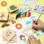 Set Of 20 Wooden Diy Drawing Stencils And Tools For Drawing.