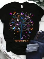 Butterfly Tree Print Crew Neck T-Shirt, Casual Short Sleeve T-Shirt For Spring & Summer, Women'S Clothing - Image 3