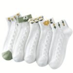 5 Pairs Of Women'S Summer Thin Short Socks, Low-Cut Boat Socks, White Trendy Versatile Cute Ankle Socks. - Image 13