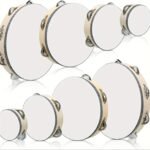 1Pc White Birch Wood Handheld Tambourine, Single Row Metal Jingles, Percussion Musical Instrument For Church, Ktv, Party, Game - No Case Included