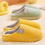 Cozy Women'S Indoor Slippers - Soft Fabric Lining, Ribbed Texture, Eva Sole, Easy Slip-On, All-Season Comfort In Yellow, Pink, Green, Beige & Blue, House Slippers - Image 6