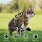Tactical Cat Vest With Adjustable Straps & Red Cross Patch - Durable 600D Nylon Chest Harness For Small Dogs & Cats, Secure Leash Attachment, Ergonomic Design For Training & Outdoor Adventures, Cat Vest Harness, Adventure Pet Gear, Sturdy Construction - Image 9