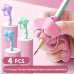 4Pcs Grip Pen Corrector Set Writing Corrector Soft Rubber Writing Posture Grip Pen Handwriting Aid Correction Tool - Image 2