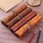 Creative Treasure Map Retro Pencil Case Leather Large Capacity Roll Pencil Bag Embossed Buckle Simple Stationery Box Roll Portable Pencil Drawing Bag Pen Holder - Image 2