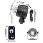 1Pc Voice-Controlled Rgb Disco Ball Light With Remote - 7 Modes, Usb Powered, Color-Changing Led For Home, Parties, Karaoke, Weddings Sleek Black Design With Adjustable Stand - Image 2