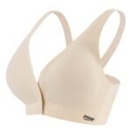 Simple Solid Seamless Buckle Front Bra, Comfy & Breathable Bra, Women'S Lingerie & Underwear