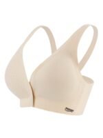 Simple Solid Seamless Buckle Front Bra, Comfy & Breathable Bra, Women'S Lingerie & Underwear