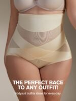 1Pc High-Waist Tummy Control Shaping Panties With Cross-Compression Design - Seamless, No-Show Underwear For Women, Nylon & Elastane Blend, Machine Washable, Elegant Solid Color, Slimming Fit For Belly & Hips, Waist Slimming Panties|Crosscompression Panties|Before After Comparison, Tummy Control Underwear - Image 8