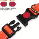 Mitooe 1Pc Reflective Dog Collar With Safety Locking Buckle, Adjustable Soft Neoprene Padded, Breathable Nylon, Striped Pattern, Polyester Material For Small To Large Dogs - Image 4