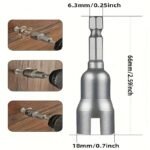 1Pc Electric Tool Slot Electric Screwdriver With 1Pc Butterfly Bolt Socket Wrench, 6.35Mm Hex Socket Conversion Nut - Image 4