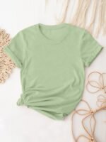 Women'S Casual Solid Color Crew Neck Short Sleeve T-Shirt - Soft Breathable Fabric, Machine Washable, Versatile Everyday Top For Spring & Summer, Ladies T Shirts, Simple Design Tee, Smooth Texture Shirt, Summer Outfit, Comfortable Tee, Basic Tee, Summer Clothing - Image 10