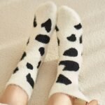 Women'S Cow Print Mid-Calf Socks - Soft Striped Ankle Socks With Black & White Cow Design, Casual & Stylish For Casual Attire, Cute Socks - Image 4