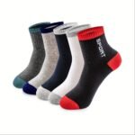 5 Pairs Of Men'S Sweat-Absorbing And Breathable Mid-Calf Sports Socks, Spring And Autumn Business Versatile Trendy Socks, Sp Style Mid-Calf 5 Pairs Pack - Image 5