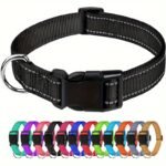 1Pc Reflective Striped Dog Collar Escape Proof Nylon Dog Collar With Quick Release Buckle For Small Medium Large Sized Dogs Christmas Gift