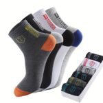 6Pcs Lijie Men'S Breathable Crew Socks - Casual Business Style With Letter Print, Comfortable Polyester & Spandex Blend, Hand Wash Only, Assorted Colors, Versatile Dress Socks|Logo Printed Socks|Comfortable Fit Socks - Image 5