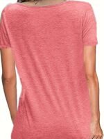 004Wish Women'S Casual Short Sleeve T-Shirt - Bold Letter Print, Vibrant Pink, Relaxed Fit Round Neck, Summer Essential, Machine Washable, Ladies Tshirts, Everyday Women'S Tee, Casual Roundneck Tee, Comfortable Fit Shirt, Weekend Attire, Breathable Fabric, Printed Top, Adults - Image 6