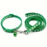 Pet Dog Collar And Leash Set, Cute Paw Pattern Nylon Dog Collar With Bell Long Dog Walking Leash - Image 18