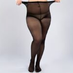 Plus Size Casual Stockings, Women'S Plus Solid Semi Sheer High Rise Pantyhose Stockings - Image 5