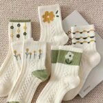 5 Pairs Of Floral Mid-Calf Socks For Women - Image 2