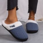Solid Color Slippers, Casual Slip On Plush Lined Shoes, Comfortable Indoor Home Slippers - Image 10