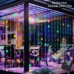 1Pc Solar Curtain Fairy Light -100/200/300 Led, 8 Lighting Modes, Warm White - Very Suitable For Outdoor Terraces, Courtyard Gardens, Bedrooms, Party Decorations, Solar Charging, Durable Structure, Holiday Gifts, Christmas Lights, Outdoor Lighting - Image 5