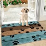 1Pc Soft & Absorbent Dog Paw Print Mat - Rectangular Polyester Pet Mat With, Quick-Dry, Washable Design - Ideal For Entryway, Bathroom, Kitchen, Living Room, Office Decor - Available In Multiple Sizes For Small To Large Dogs, Pet Mat | Playful Dog Design | Durable Dog Mat, Dog Accessories