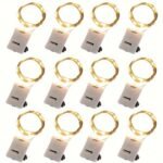 12Pcs Led Copper Wire Fairy String Lights - 2-Meter Long Battery-Powered Mini Firefly Lights With Warm Yellow Glow, Perfect For Bedroom, Home, Garden, Weddings, Christmas & Party Decor, Indoor/Outdoor Use, Fairy Lights For Bedroom, Festive Lighting, Rustic Charm Decor, Button Control Operation - Image 7