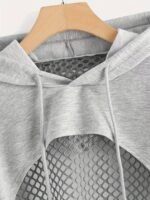 Solid Color Causal Sports Crop Hooded Sweatshirt, Drawstring Long Sleeve Pullover Hoodie, Women'S Clothing - Image 9