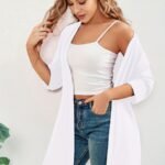 Elegant Plus Size Women'S Cardigan - Chic Solid Color, Half Sleeve, Open Front With High Stretch Fabric, Perfect For Fall/Winter - Machine Washable, Plus Size Cardigan
